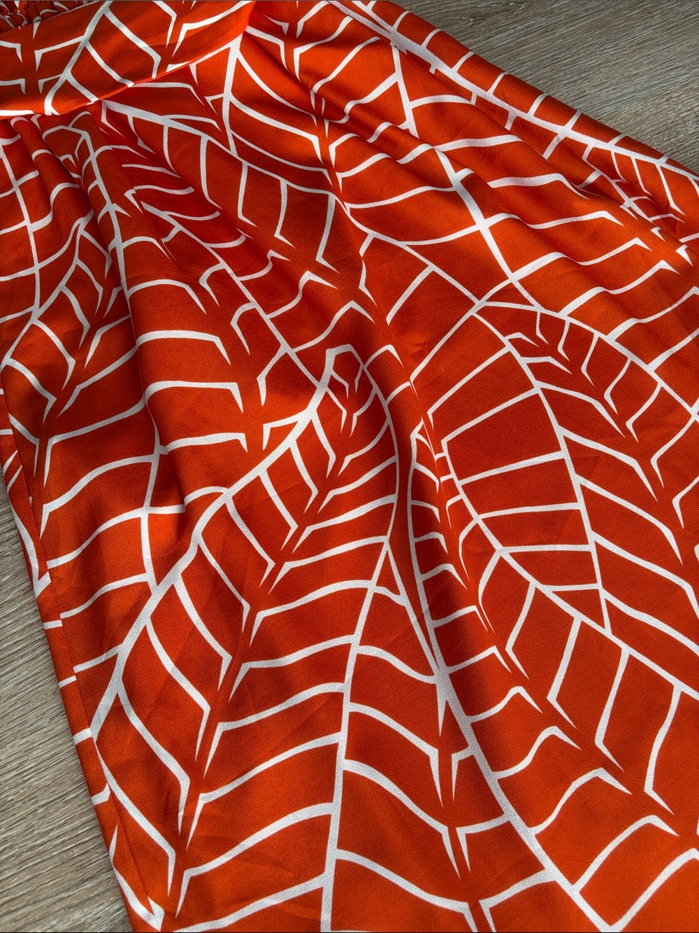 Susan Monaco Orange White Geometric Tie Back Midi Dress Size 6 - Picture 14 of 16